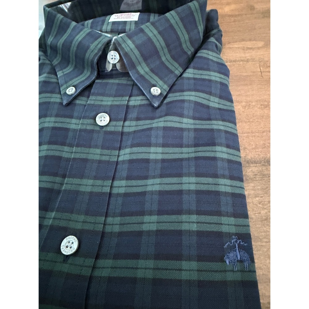 Brooks Brothers Mens XXL Traditional Fit Black Watch Plaid Non-Iron Shirt - Picture 2 of 3